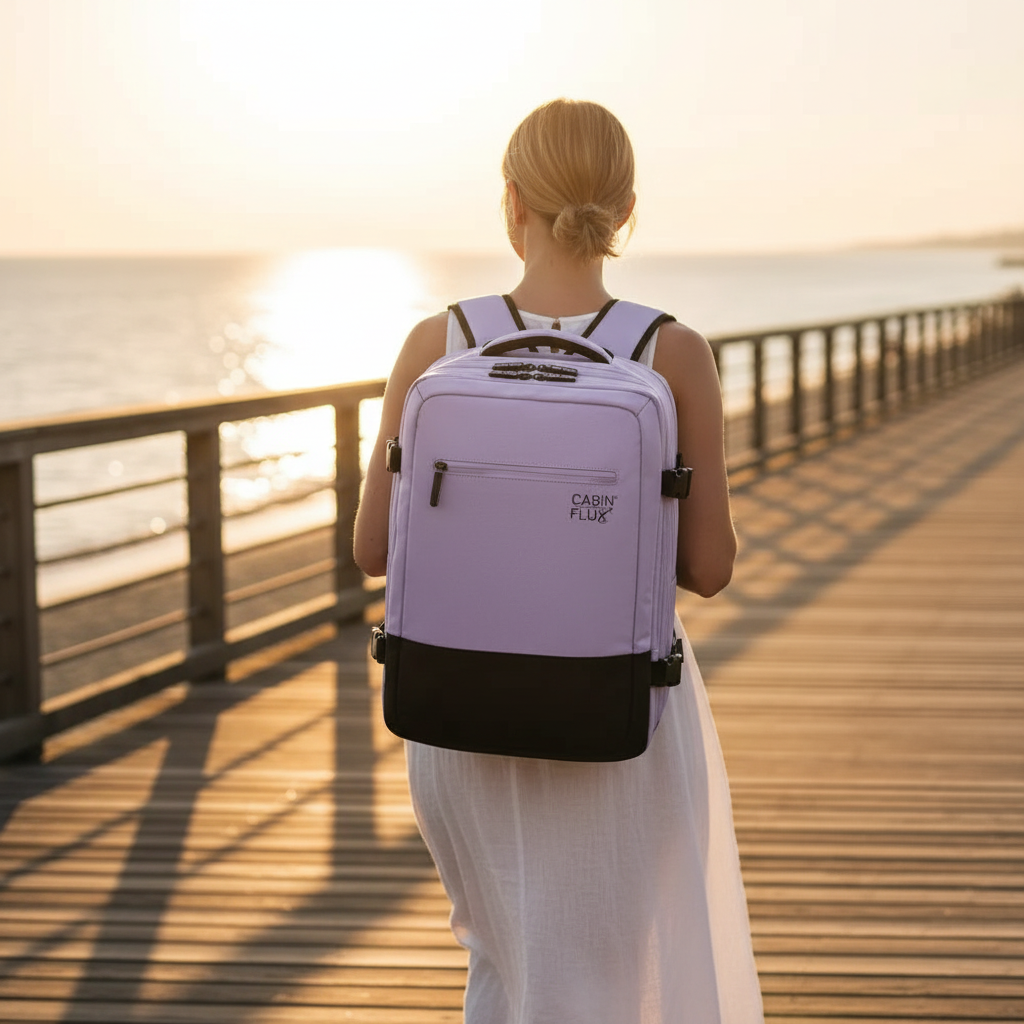 Vespra cabin backpack on the boardwalk